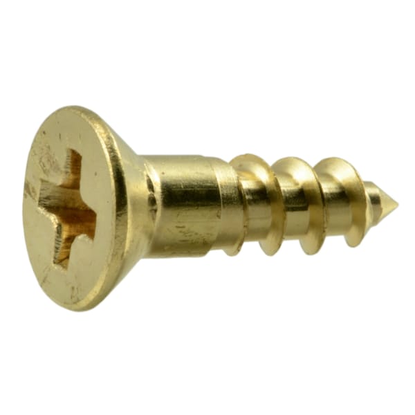 Midwest Fastener Wood Screw, #6, 1/2 in, Plain Brass Flat Head Phillips Drive, 100 PK 02852 - main